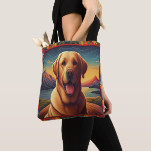 Labrador Retriever Hondenlandschap Bloemen decorat Draagtas