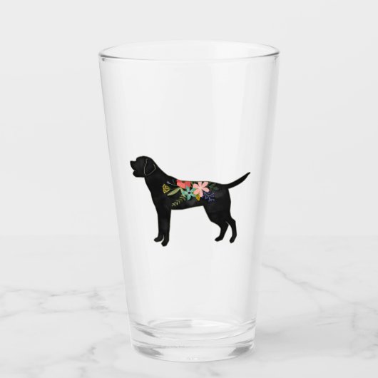 Labrador Retriever Hondenras Bohemian Floral Glas (Voorkant)