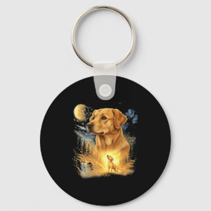 Labrador retriever huilt naar de maan vintage sleutelhanger