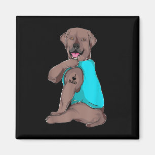Labrador Retriever I Love Dad Tattoo Kleding, Dog Magneet