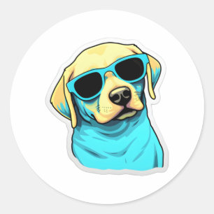 Labrador Retriever in Cool Zonnebril Classic T-SH Ronde Sticker