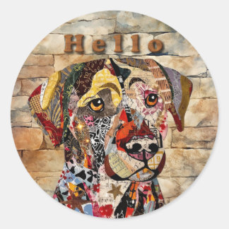 Labrador Retriever in gemengde techniek Ronde Sticker