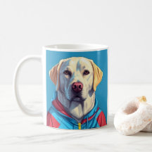 Labrador retriever in trainingspak koffie mok