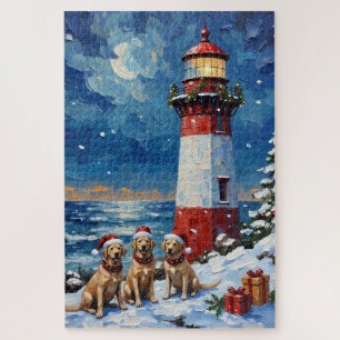 Labrador Retriever Kerst Lichtbaken Vakantie Legpuzzel
