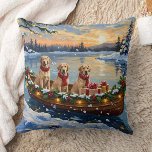 Labrador Retriever Kerstboot Vakantie Kussen