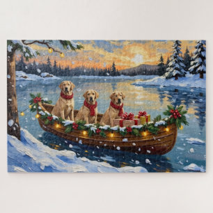Labrador Retriever Kerstboot Vakantie Legpuzzel