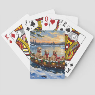 Labrador Retriever Kerstboot Vakantie Pokerkaarten