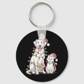 Labrador Retriever Kerstfeest Hond Kat Liefhebber Sleutelhanger (Voorkant)