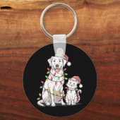 Labrador Retriever Kerstfeest Hond Kat Liefhebber Sleutelhanger (Voorkant)