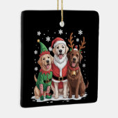Labrador Retriever Kersthonden Santa Reindeer Keramisch Ornament (Rechts)