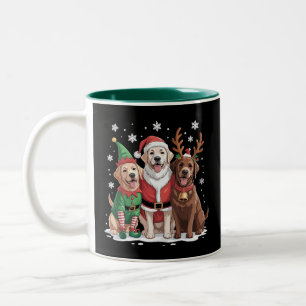 Labrador Retriever Kersthonden Santa Rendier Tweekleurige Koffiemok