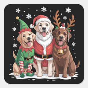 Labrador Retriever Kersthonden Santa Rendier Vierkante Sticker