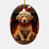 Labrador Retriever Kerstmis, Opknoping Decoratie (Voorkant)