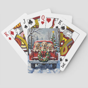 Labrador Retriever Kerstmis Rode Truck Holiday Pokerkaarten