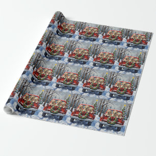 Labrador Retriever Kerstmis Rode Truck Vakantie Cadeaupapier