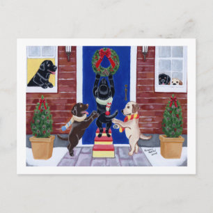 Labrador Retriever Kerstplezier Feestdagenkaart