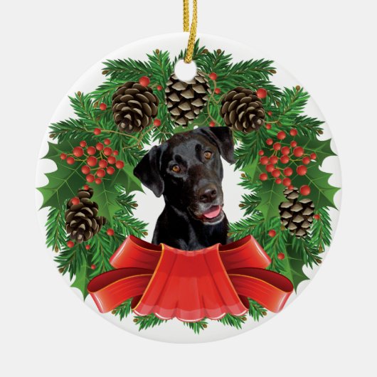 Labrador Retriever kerstversiering Keramisch Ornament (Voorkant)