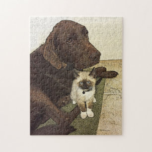 Labrador Retriever Kitten Buddy Beste vrienden Legpuzzel