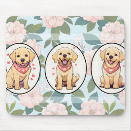 Labrador Retriever klassieke bloemen achtergrond Muismat