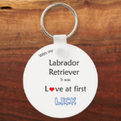 Labrador Retriever Love at First Lick Sleutelhange Sleutelhanger (Voorkant)