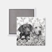 Labrador Retriever Magnet - Deux chiens (Recto/Verso)