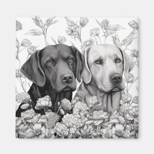 Labrador Retriever Magnet - Deux chiens (Devant)