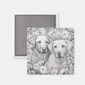 Labrador Retriever Magnet - Deux chiens (Recto/Verso)