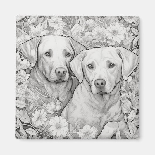 Labrador Retriever Magnet - Deux chiens (Devant)