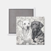 Labrador Retriever Magnet - Twee Honden Magneet (Voorkant / Achterkant)
