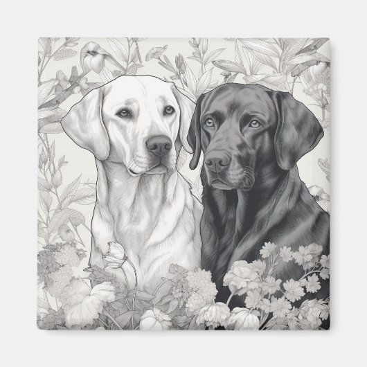 Labrador Retriever Magnet - Twee Honden Magneet (Voorkant)