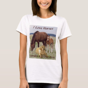 Labrador Retriever mam T-shirt met paarden