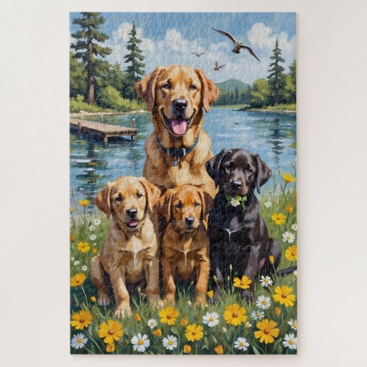 Labrador Retriever Merenoever Weide Kunst Legpuzzel (Verticaal)