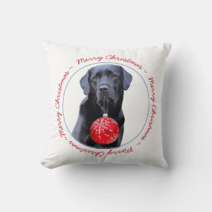 Labrador Retriever Merry-kersthond - zwart lab Kussen