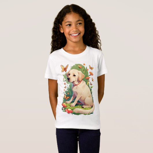 Labrador Retriever met vlinders T-shirt (Voorkant volledig)