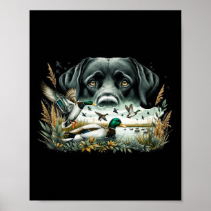 Labrador Retriever met wilde eenden die op eend ja Poster