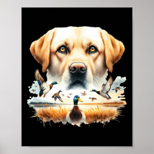 Labrador Retriever met wilde eenden die op eenden Poster