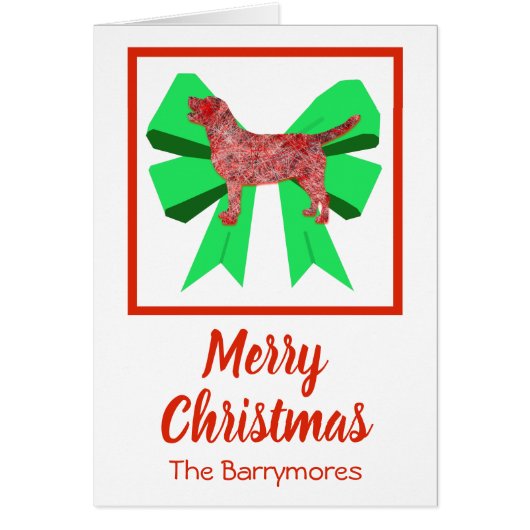 Labrador Retriever mignonne Christmas Dog Bow Card (Devant)