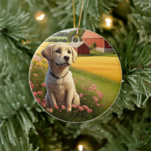 Labrador Retriever op Boerderij Keramisch Ornament