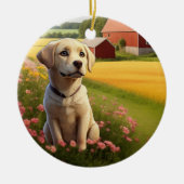 Labrador Retriever op Boerderij Keramisch Ornament (Voorkant)