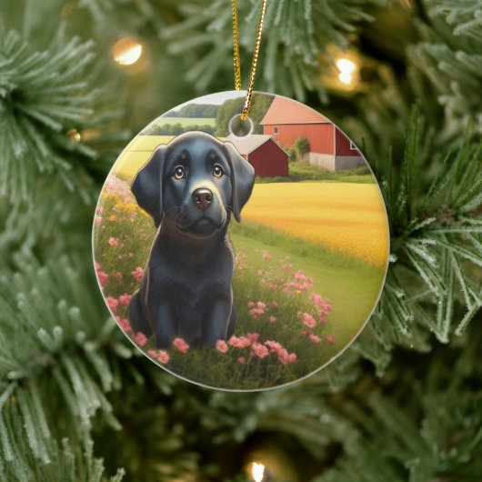 Labrador Retriever op Boerderij Keramisch Ornament (Boom)
