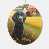 Labrador Retriever op Boerderij Keramisch Ornament (Links)