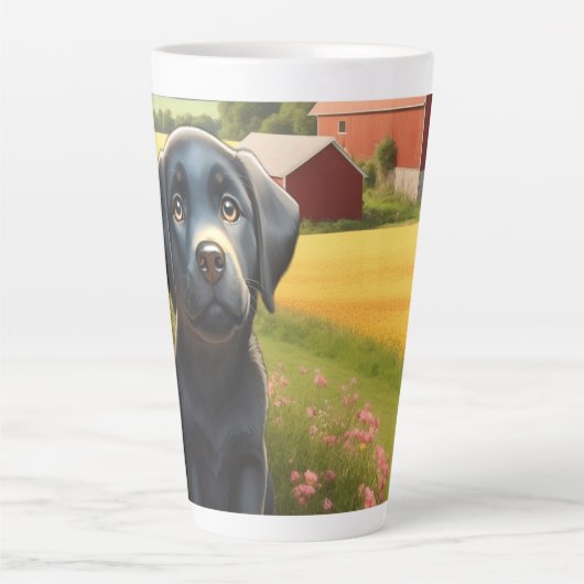 Labrador Retriever op Boerderij Latte Mok (Voorkant)