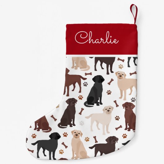 Labrador Retriever Paws and Botten Custom Name Kleine Kerstsok (Achterkant)