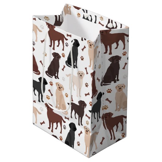 Labrador Retriever Paws en Botten Medium Cadeauzakje (Voorkant Gekanteld)