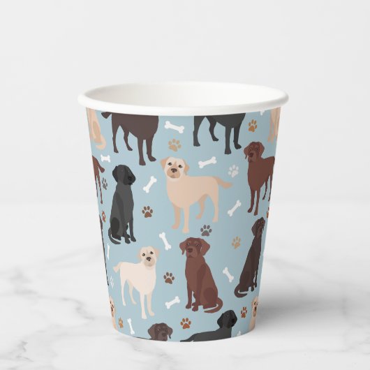 Labrador Retriever Paws en Botten Papieren Bekers (Voorkant)