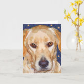 Labrador retriever peignant la carte de voeux (Fleur jaune)