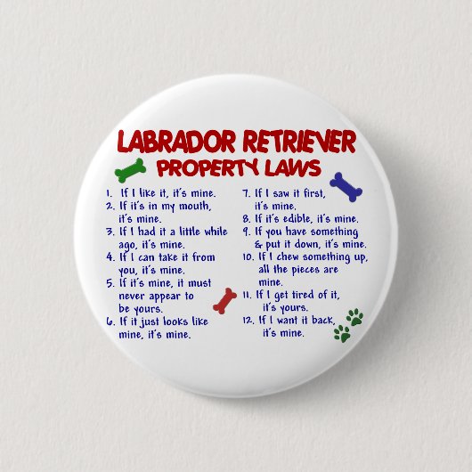 LABRADOR RETRIEVER Property Wetten Ronde Button 5,7 Cm (Voorkant)