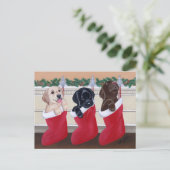 Labrador Retriever Puppies Christmas Post Kaarten Feestdagenkaart (Staand voorkant)