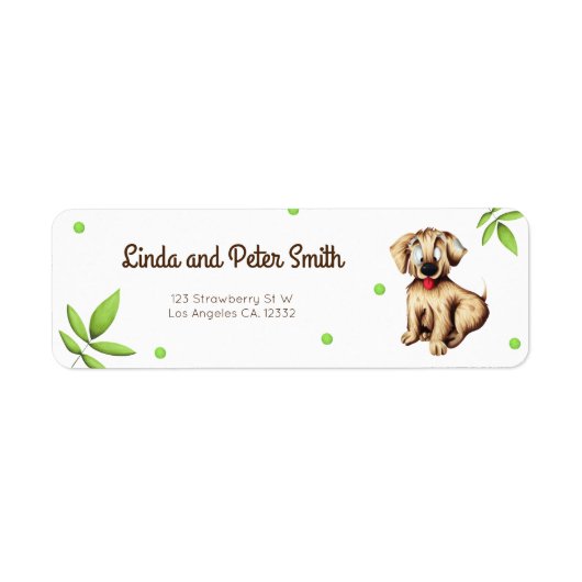 Labrador Retriever Puppy Cartoon Retouradres Etiket (Voorkant)