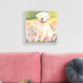 Labrador Retriever Puppy | Lab Dog Schattigee Wate Canvas Afdruk (Insitu (Woonkamer))